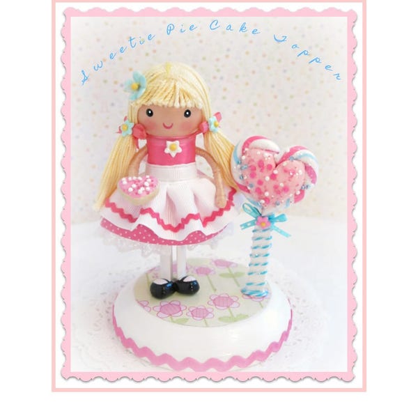 Candy Land  Cake Decorations, Candyland Party, Cake Topper, Sweet Shoppe Party, Girl First Birthday, Clothespin Doll Topper, Sweet Shop Cake