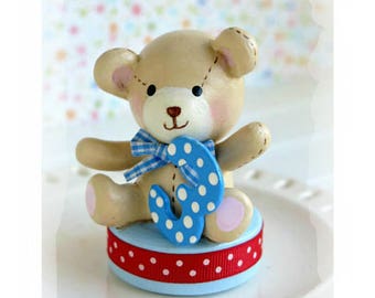 Teddy Bear Cake Topper, First Birthday Boy, Bear Cake Topper, 2nd Birthday Topper, Baby Shower Cake Topper, Teddy Bear Party