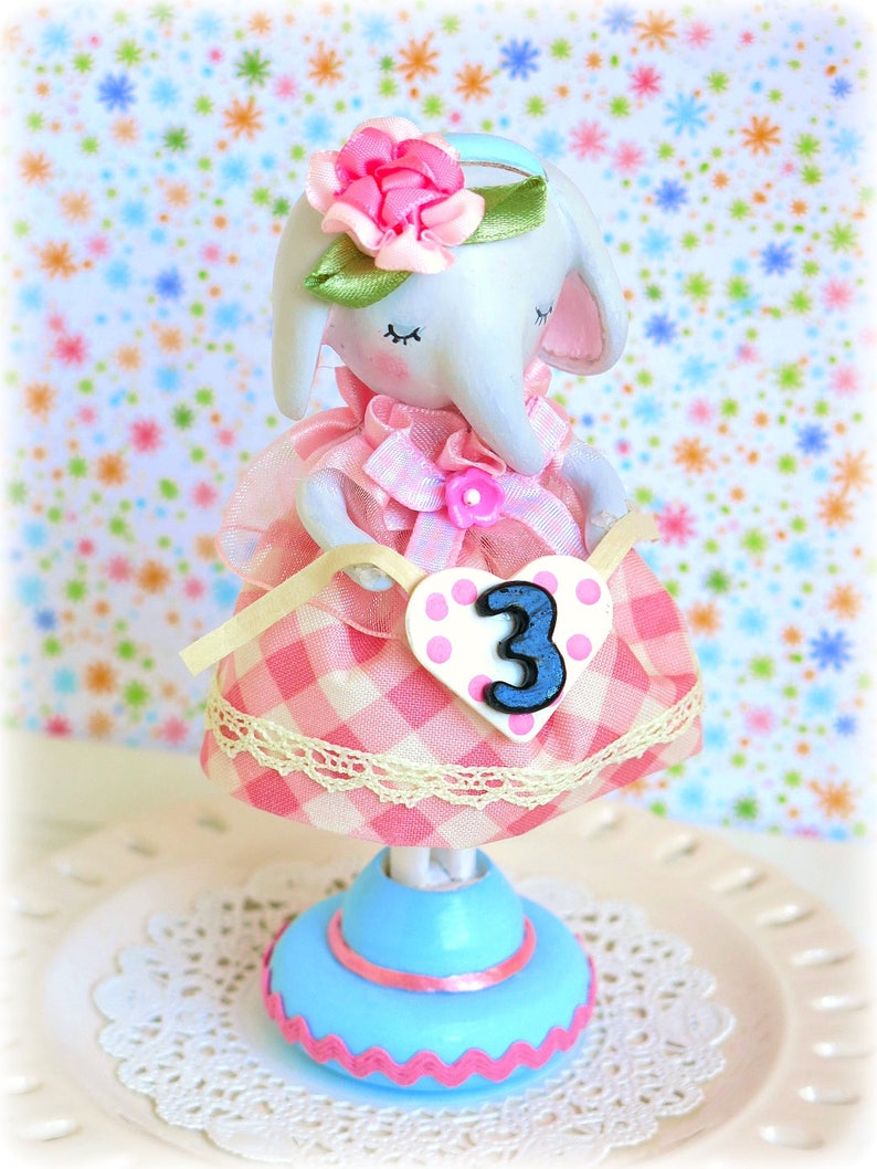 Elephant Cake Topper Elephant Birthday Cake Topper Baby Elephant 2nd Birthday First Birthday Girl Cake Topper Jungle Baby Shower