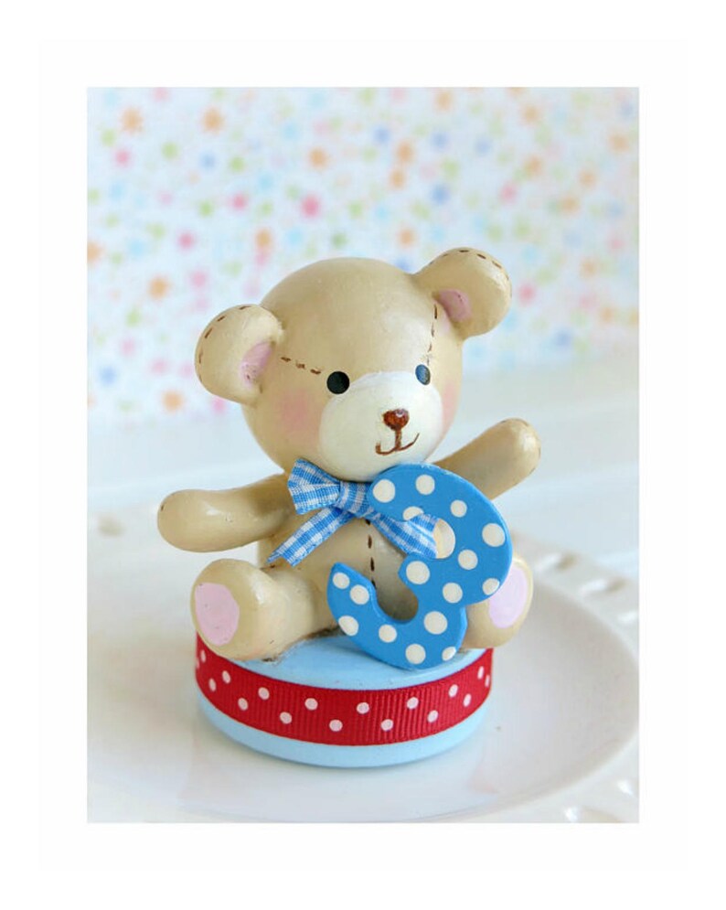 Teddy Bear Cake Topper, First Birthday Boy, Bear Cake Topper, 2nd Birthday Topper, Baby Shower Cake Topper, Teddy Bear Party image 2