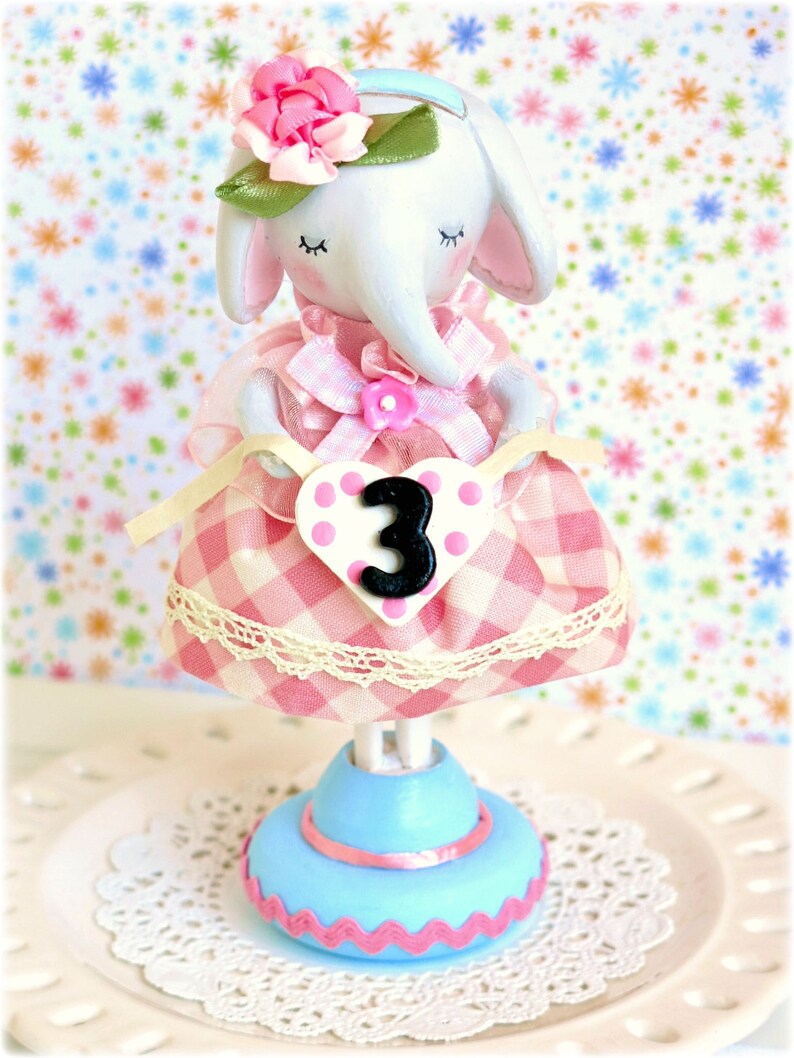 Elephant Cake Topper Elephant Birthday Cake Topper Baby Elephant 2nd Birthday First Birthday Girl Cake Topper Jungle Baby Shower