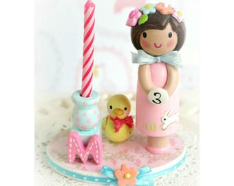 Première fille d’anniversaire , doigt gâteau de marionnette topper, petite partie de fille, cadeau de fille, deuxième anniversaire, 3ème anniversaire, 4ème anniversaire, bougie d’anniversaire