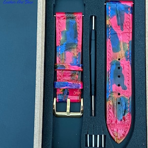 Mottled Red Alligator Leather Watch Strap, Best Alligator Watch Strap , Premium Watch Band, Custom all size 24mm 23mm 22mm 21mm 19mm 18mm...