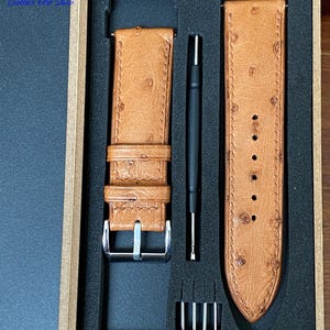 Ochre Yellow Ostrich Leather Watch Strap, Handmade Leather Watch band,personal watch strap, Custom all size 24mm 23mm 22mm 21mm 19mm 18mm.