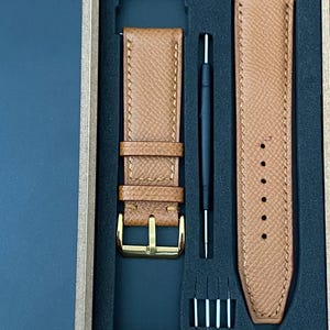 Ochre yellow Epsom Leather Watch Strap,high quality watch strap, Handmade Leather Watch band, Custom all size 24mm 22mm 21mm 19mm 18mm...