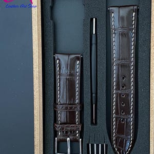 Custom Brown Alligator Leather Watch Strap, Best Alligator Watch Strap , Premium Watch Band, Custom all size24mm 23mm 22mm 21mm 19mm 18mm...
