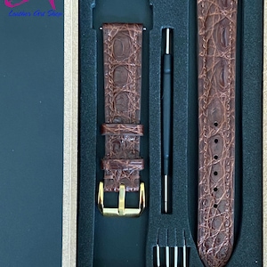 Brown Alligator Leather Watch Strap, Personalized Crocodile Watch Strap ,Premium Watch Band,Custom all size 24mm 23mm 22mm 21mm 19mm 18mm...