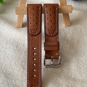 Custom Vegetable–Tanned Leather Watch Strap, Handmade Leather Watch band,personal watch strap,Custom all size 23mm22mm21mm19mm18mm...