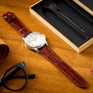 Reddish Brown  Alligator Leather Watch Strap, Best Alligator Watch Strap , Premium Watch Band, Custom all size 23mm 22mm 21mm 19mm 18mm...