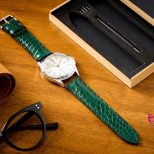 Green Alligator Leather Watch Strap, Best Alligator Watch Strap , Premium Watch Band, Custom all size 24mm 23mm 22mm 21mm 19mm 18mm...