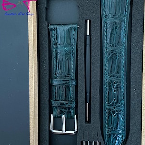 Dark Green Alligator Leather Watch Strap, Best Alligator Watch Strap , Premium Watch Band, Custom all size 24mm 23mm 22mm 21mm 19mm 18mm...