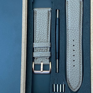 Grey Togo Leather Watch Strap,High Quality Handmade Leather Watch Strap,Personalized Strap,Custom all size 24mm 23mm 22mm 21mm 19mm 18mm.