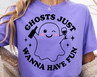 Camisa de Halloween con colores cómodos y fantasmas, linda camisa de fantasmas, camisa de Halloween para mujer, linda camisa de otoño, camisa de temporada espeluznante, regalo para Halloween