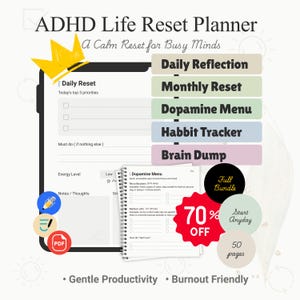 2026 ADHD Digital Planner | Daily Journal for Executive Function (PDF)