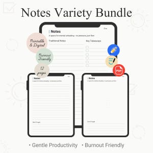 Pakiet estetycznych szablonów notatek dotyczących ADHD, siatka i linie do robienia notatek na egzaminie Cornell, przewodnik do nauki dla osób z neuroatypowością, narzędzie do nauki dysfunkcji wykonawczych, cyfrowy plik PDF