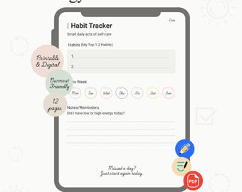 ADHD Habit Tracker Afdrukbaar, maandelijkse en wekelijkse doelentracker, Neurodivergent Routine Builder, Dopamine-doelblad, Taaktracker-pdf voor volwassenen
