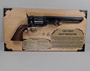 1851 Colt Navy Revolver Wall Display Plaque - Light Pine Finish - Gun Not Included 603