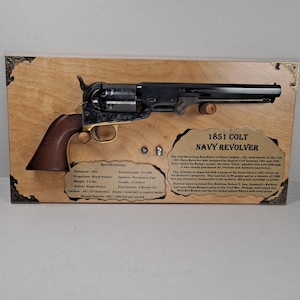 1851 Colt Navy Revolver Wall Display Plaque - Light Pine Finish - Gun Not Included 694