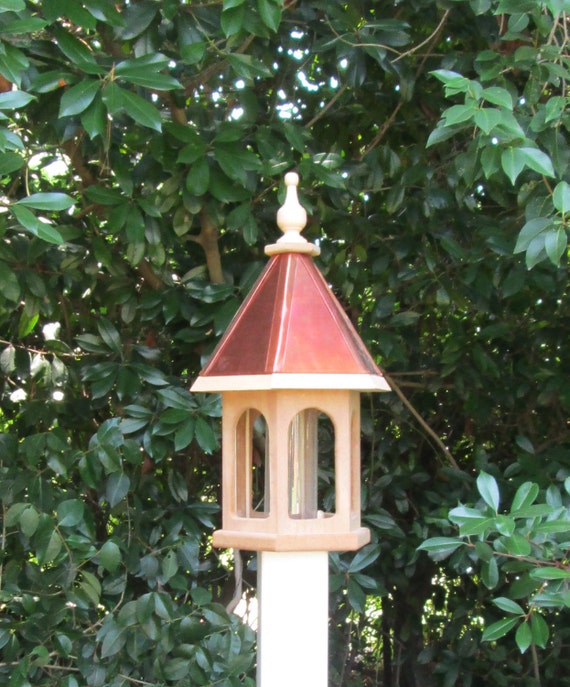 Handcrafted Unfinished Wood Bird Feeder With Copper Roof Etsy