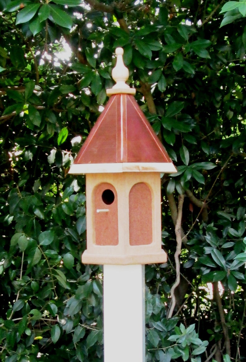 Handcrafted unfinished Wood Bird House with copper roof | Etsy