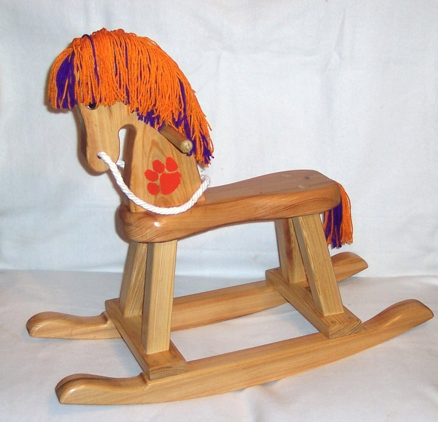 Wooden Rocking Horse Orange with tiger paw Etsy