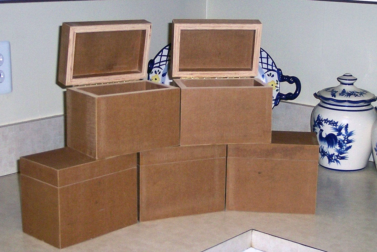 Five 5 Unfinished Wood Recipe Boxes Etsy