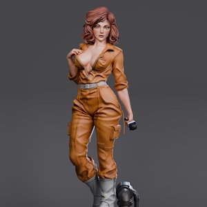 April O'Neil Sculpture – TMNT Fan Art – Handmade PLA Figure – Pop Culture Collectible – Classic Brown Outfit – Handmade Game Character –