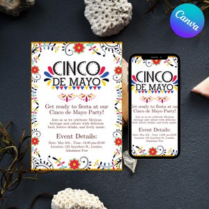 Cinco de Mayo Fiesta uitnodigingssjabloon, bewerkbaar Lets Taco Bout a Party E-Vite, Mexicaanse Fiesta afdrukbaar voor directe download