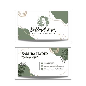 de Cartes de visite pour salon de coiffure Canva | Carte de visite modifiable de | Carte de marque de beauté DIY | Carte de marque beauté MUA Hair Nails