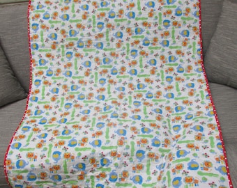 Zoo Animals Flannel   Baby/Toddler Quilt... Free Shipping. On Sale