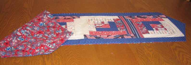 Patriotic Table Runner...SALE.. Free Shipping 4th of July image 2