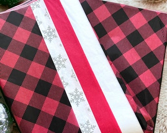 60 Winter Valentines tissue paper sheets Silver Flakes Plaid gift wrapping supply packaging holiday red white black flake bulk lumberjack