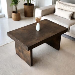 Dark Wooden Coffee Table, Small Rustic Coffee Table, Unique Japandi Coffee Table, Living Room Table, Sofa Side Table, Custom home furniture