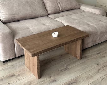 Modern ash wood side table, unique rustic coffee table, handmade wooden furniture, Christmas girlfriend gift, farmhouse housewarming gift