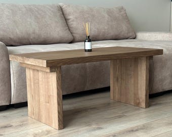 Farmhouse ash wood coffee table, mid century modern handmade furniture, living room center table, Christmas gift for mom, new home gift