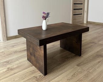 Mesa de centro cuadrada de madera maciza hecha a mano, moderna, pequeña y rústica, estilo rústico, estilo rústico, estilo japonés.