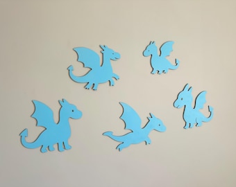 Custom blue wooden dragons, fantasy sign for nursery, Montessori wall art, 3d nursery wall decor, baby shower gift, kids gift, home decor