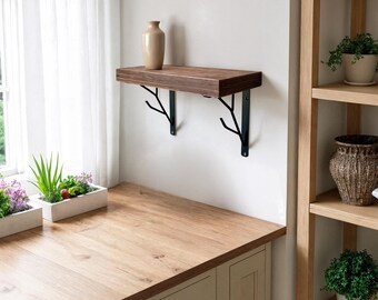 Contemporary live edge shelf, plant display shelf, rustic kitchen decor, floating wood shelf, custom book shelf,new home gift, gift for wife
