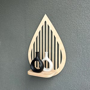 Aesthetic wall hangings, plywood floating shelf, wooden wall shelf, drop wood wall decor, natural wood decor, display shelf for plant