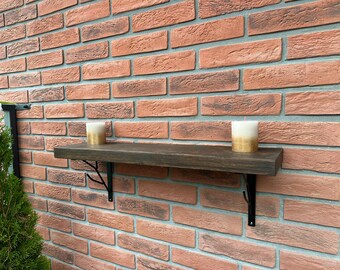 Zwevende plank met live rand, plankenwand rustieke bohoplant, lange boekenplanken, housewarmingcadeau eerste huis, boerderijplank, keukenplank