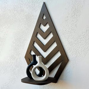 Brown floating shelf, wooden wall shelf, wall decor bedroom, display shelf, plywood plant shelf, natural wood decor, housewarming gift