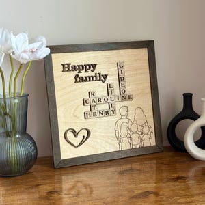 Scrabble family crossword board, wooden tile art, crossword sign, wall hanging decor, personalized family last name sign, anniversary gift