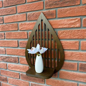 Floating wall mounted shelf from plywood, decorative wooden shelves, unique hanging display, brown plant shelf, new home gift, kitchen decor
