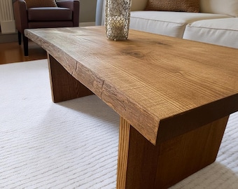 Mesa de centro única, mesa de centro con borde natural, mueble de madera maciza hecho a mano, mesa rústica única, mesa de centro rústica de madera hecha a mano