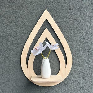 Nature inspired floating crystal display shelf, wooden plant shelf, kitchen hanging decor, aesthetic wall decor bedroom, housewarming gift