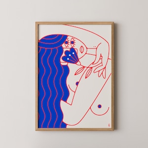 Anaya / Stampa Giclée d'arte / Ritratto di donna in due tonalità