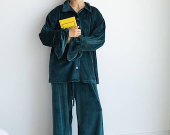 Green Pajama Set for Women – Women’s Loungewear.  Sleep Set