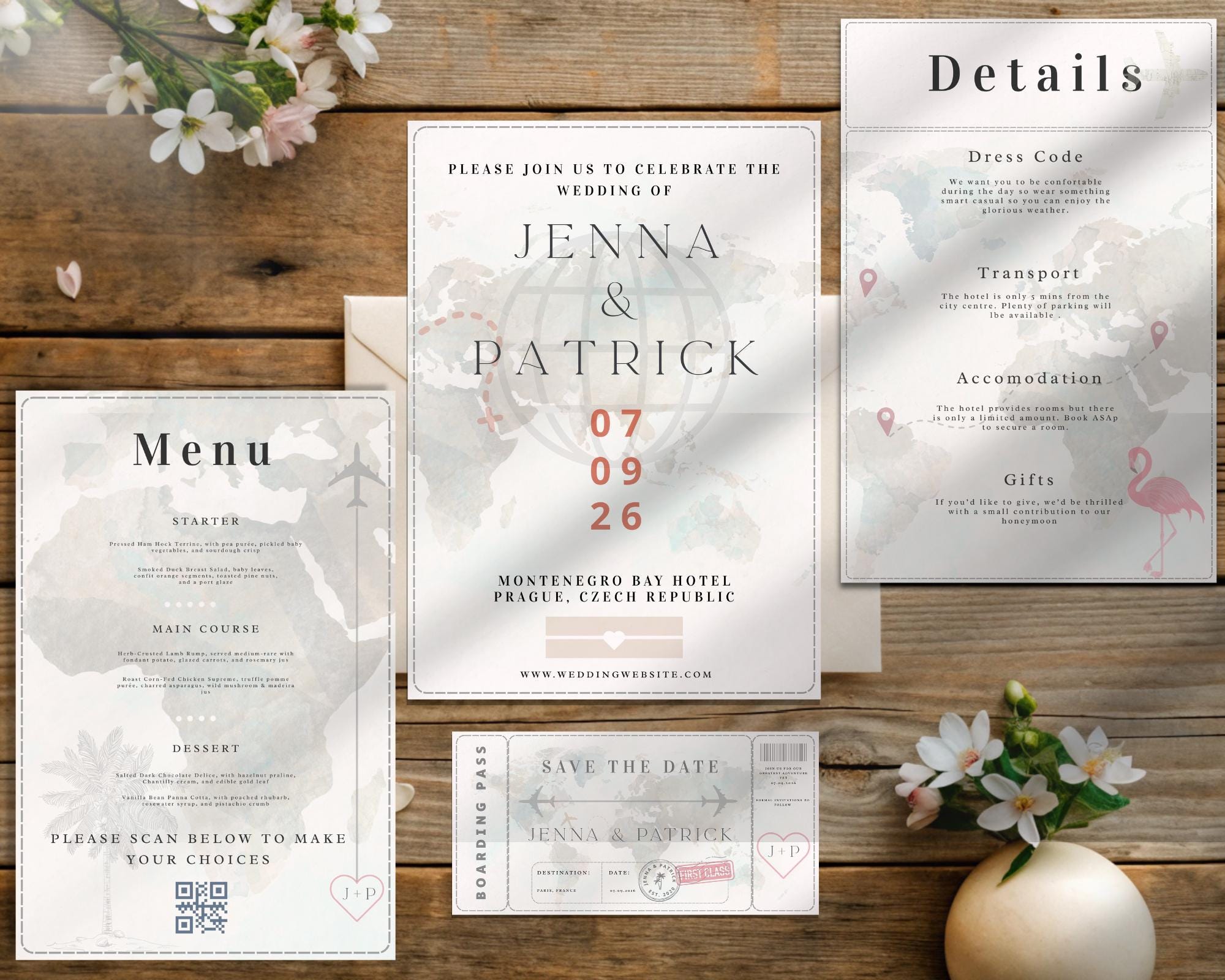 The Eloper rustic wedding bundle, invitation suite editable, adventure, wanderlust invite, journey wedding invitation, DIY wedding