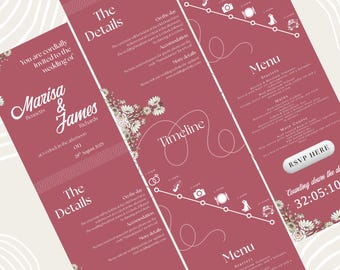 Rosewood Blush,Premium, Digital Wedding Invitation, E-invite Template, Minimalist, Rose Blush Mobile Invite, Online, DIY Invite