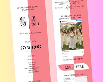 Strawberries and Cream Premium, Digital Wedding Invitation, E-invite Template, Minimalist, Mobile Invite, DIY Invite, E-invite, Eco wedding